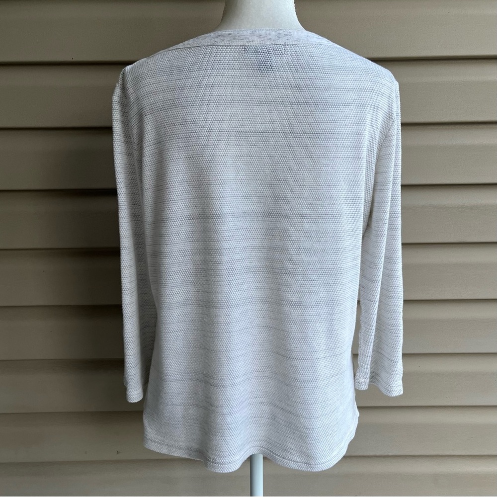 •CHAPS• Textured Knit Boatneck Top with Lace-Up Detail - Size XL - Picture 6 of 9
